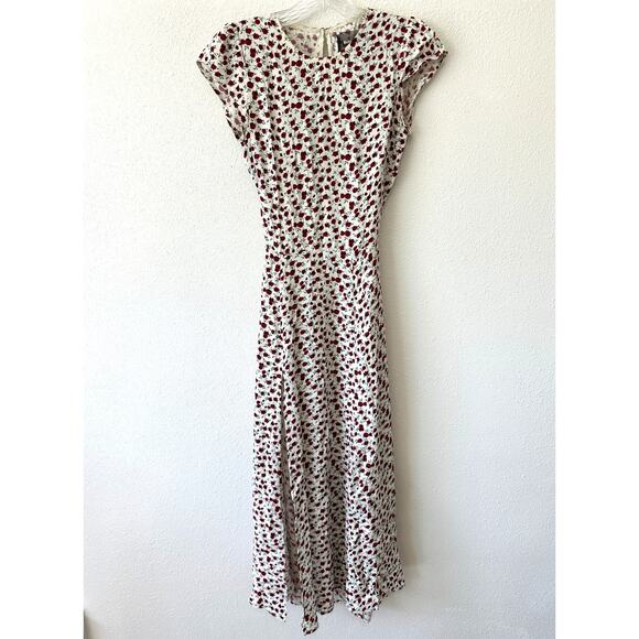 Reformation Ivory Floral Print Round Neck Cap Sleeve Open Back Maxi Dress 0 - Picture 3 of 16